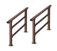 Set of 2 Heavy Duty Black Metal Handrails for Outdoor Deck & Stairs, 27.5in Railing Kit for Concrete & Wooden Ramps, Durable Safety Support for Porch