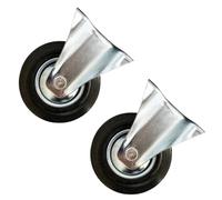 Set Of 2 Heavy Duty Castor Wheels 125mm Rigid Trolley Wheels For Moving Furniture 160kg Load Fixed Casters Double Ball Bearing Rubber Caster Wheel For Trolley Easy Fit Heavy Duty Castors