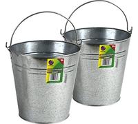Set of 2 Heavy Duty Galvanised Steel Metal Bucket Pail with Handle (2x 9L)