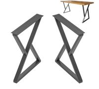 Set of 2 Heavy Duty Metal Table Legs - Industrial Rustic Style for DIY Coffee Table Dining Table Desk Breakfast Bar & Bench - Includes Screws (40cm x 100cm Black)