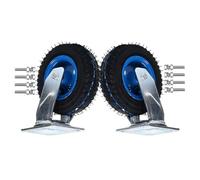 Set of 2 Heavy-Duty Pneumatic Rubber Casters 6, 8, 10 Inch with Brakes - Quiet, Easy Install Replacement Wheels for Dollies and Carts - Durable, Versatile, Smooth Rolling.