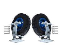 Set of 2 Heavy-Duty Rubber Swivel Casters 6, 8, 10 Inch with Brakes - Quiet, Easy to Install Replacement Wheels for Dollies and Carts - Durable Pneumatic Design