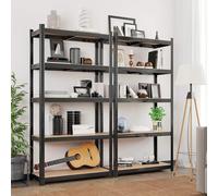 Set of 2 Heavy Duty Steel Shelving Units with 5 Tiers SONGMICS Black One Size