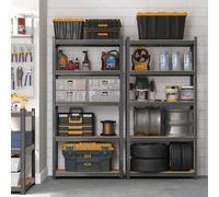 Set of 2 Heavy Duty Steel Shelving Units with 5 Tiers SONGMICS Dark Grey One Size
