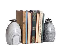 Set of 2 Heavyweight Natural Marble Shelf Gentleman's Gift Bookends (Grey)