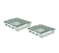 [Set of 2] - High Grade Plastic Dish Drainer Cutlery Drying Rack Kitchen Sink Cup Holder - Silver Sage (Large Dish Drainer)