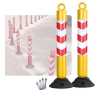 Set of 2 High Visibility Plastic Traffic Bollards - Heavy Duty Reflective Delineator Posts for Road and Pedestrian(Yellow and Red,31.5in)