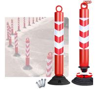 Set of 2 High Visibility Plastic Traffic Bollards - Heavy Duty Reflective Delineator Posts for Road and Pedestrian(Red and White,39.3in)