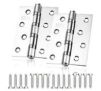 Set of 2 Hinges Stainless Steel Piano Strap Rear Hinges Door Hinge Connector 4 Inch Hinges 304 Stainless Steel Hinges with 16 Pieces Screws for Furniture with Solid Doors and Windows