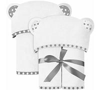 Set of 2 Hooded Baby Towels - White - Luxurious, Large and Super Absorbent - 30 x 30 Inch - Soft and Suitable for Infants, Toddlers and Kids - 400 GSM