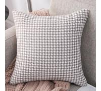Set of 2 Houndstooth Throw Pillow Covers 20x20 Inch, Chenille Decorative Cushion Cases with Zipper, Soft Neutral Accent for Sofa Bedroom Living Room Homes Decor, Brown Black P(50 * 50CM 2)