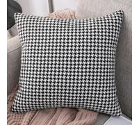 Set of 2 Houndstooth Throw Pillow Covers 20x20 Inch, Chenille Decorative Cushion Cases with Zipper, Soft Neutral Accent for Sofa Bedroom Living Room Homes Decor, Brown Black P(50 * 50CM 1)