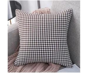 Set of 2 Houndstooth Throw Pillow Covers 20x20 Inch, Chenille Decorative Cushion Cases with Zipper, Soft Neutral Accent for Sofa Bedroom Living Room Homes Decor, Brown Black P(50 * 50CM 3)