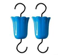 Set of 2 Hummingbird Feeder Ant Moats with Hooks, Large Size Water Barrier for Outdoor Use to Protect Feeders from Ants and Bees (blue)