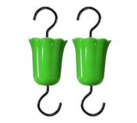 Set of 2 Hummingbird Feeder Ant Moats with Hooks, Large Size Water Barrier for Outdoor Use to Protect Feeders from Ants and Bees (green)