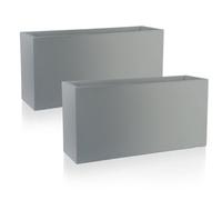 Set Of 2 Idealist™ 100Cm Trough Garden Planter, Rectangular Planters, Grey Reinforced Stone Large Plant Pots H51 L100 W36 Cm, 185L
