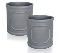 Set Of 2 Idealist™ 30Cm Outdoor Plant Pots, Grey Reinforced Stone Chelsea Cylinder Planters , Round Flower Pots D30 H30 Cm