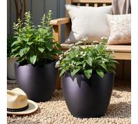 Set Of 2 Idealist™ 30Cm Plant Pot, Black Light Concrete Garden Planters, Outdoor Flower Pots D30 H27 Cm, 19L