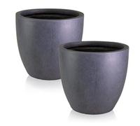 Set Of 2 Idealist™ 30Cm Plant Pot, Slate Grey Light Concrete Garden Planters, Outdoor Flower Pots D30 H27 Cm, 19L