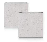 Set Of 2 Idealist™ 30Cm Square Planter, Grey Marble Effect Reinforced Stone Flower Box, Outdoor Plant Pots