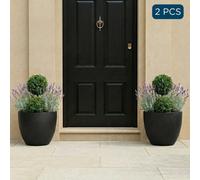 Set Of 2 Idealist™ 40Cm Plant Pot, Black Light Concrete Garden Planters For Trees, Outdoor Flower Pots D40 H36 Cm, 45L