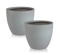 Set Of 2 Idealist™ 40Cm Plant Pot, Grey Reinforced Stone Round Planter, Cotswold Outdoor Plant Pot D40 H40 Cm, 50L