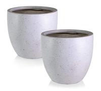 Set Of 2 Idealist™ 40Cm Plant Pot, Speckled Grey Reinforced Stone Garden Planter, Round Outdoor Plant Pot D40 H36 Cm, 45L
