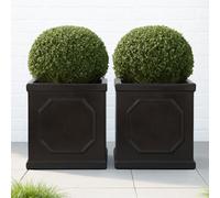 Set Of 2 Idealist™ 45Cm Planter, Chelsea Flower Box, Garden Planters, Vintage Slate Effect Square Outdoor Plant Pots, 91L