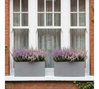 Set Of 2 Idealist™ 50Cm Planter Window Box, Grey Reinforced Stone Windowsill Herb Planter, Garden Planters H20 L50 W20 Cm