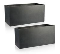 Set Of 2 Idealist™ 50Cm Planter Window Box, Slate Grey Reinforced Stone Outdoor Windowsill Herb Planter H20 L50 W20 Cm, 21L