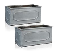 Set Of 2 Idealist™ 50Cm Window Box, Chelsea Windowsill Planter, Vintage Slate Effect Outdoor Plant Pots L50 W23 H23 Cm, 26L