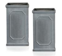 Set Of 2 Idealist™ 52Cm Tall Planter, Grey Reinforced Stone Garden Planter, Chelsea Small Outdoor Plant Pot H52 L24 W24 Cm, 30L