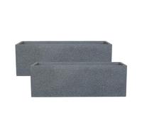 Set Of 2 Idealist™ 70Cm Garden Window Box, Grey Reinforced Stone Windowsill Planter, Outdoor Large Plant Pots L70 W22 H23 Cm, 37L