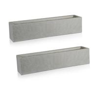 Set Of 2 Idealist™ 80Cm Garden Window Box, Grey Reinforced Stone Windowsill Planter, Outdoor Large Plant Pots L80 W17 H17 Cm, 24L