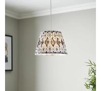 Set of 2 Ikat Black Colourful Easy Fit Pendant Light Shades or Table Lampshades, 30cm Diameter