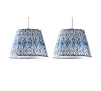 Set of 2 Ikat Blue 30cm Easy Fit Pendant Shade or Table Lampshades