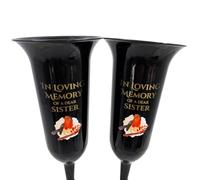 Set of 2 In Loving Memory Sister Robin Memorial Grave Flower Vases Spike