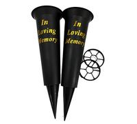 Set of 2 In Loving Memory Spiked Memorial Grave Flower Vases With Inserts for flowers