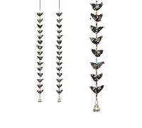 Set of 2 Indian Door Hanging 15 Black Fabric Birds Tota String with Bell Festival Christmas Decorations for Home Wall Bedroom Room Home Décor New year Gifting (Size :- 29" / 2.4 Feet's Approx)