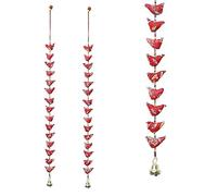 Set of 2 Indian Door Hanging 15 Red Fabric Birds Tota String with Bell Festival Decoration for Home Wall Temple Bedroom Kids Room Home Décor New Year Gifting (Size :- 29" / 2.4 Feet's Approx)
