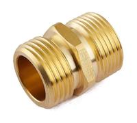 (Set of 2 industrial brass garden hose fittings for NPT hose, Green Thumb quick swivel connector adapter, dual size male thread Ght 3/4" X