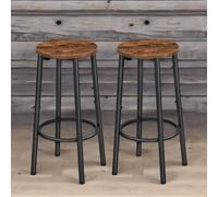 Set of 2 Industrial Kitchen Bar Stools Rafaelo Mobilia Dark Brown One Size