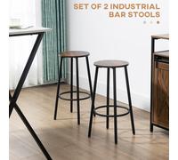 HOMCOM Bar Stools Set of 2 Counter Height Bar Stools for Dining Room Kitchen - Brown