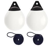 (Set of 2) Inflatable A1 Round Buoy 38 x 30cm White, with 5ft Fender Rope