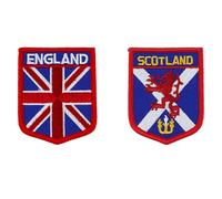 Set of 2 Iron On Patches - Embroidered Patch Set, Shield Shape, 5x6.5cm, 1 Piece Scotland and 1 Piece England, Iron On Patches for Clothing, Sew On Badges