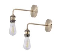Set of 2 Isaac - Antique Brass Wall Lamps First Choice Lighting Gold One Size
