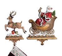Set of 2 Joseph's Studio Santa Claus and Reindeer Christmas Stocking Holders by Roman