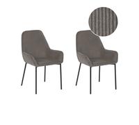 Beliani Set Of 2 Dining Chairs Loverna Corduroy Grey