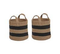 Set of 2 Jute Baskets Beige and Black GEREDE