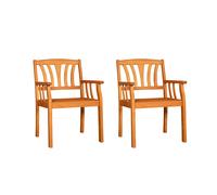 Samuel Alexander Set of 2 Kapalua Outdoor Wooden Garden Slatted Dining Chairs, Brown